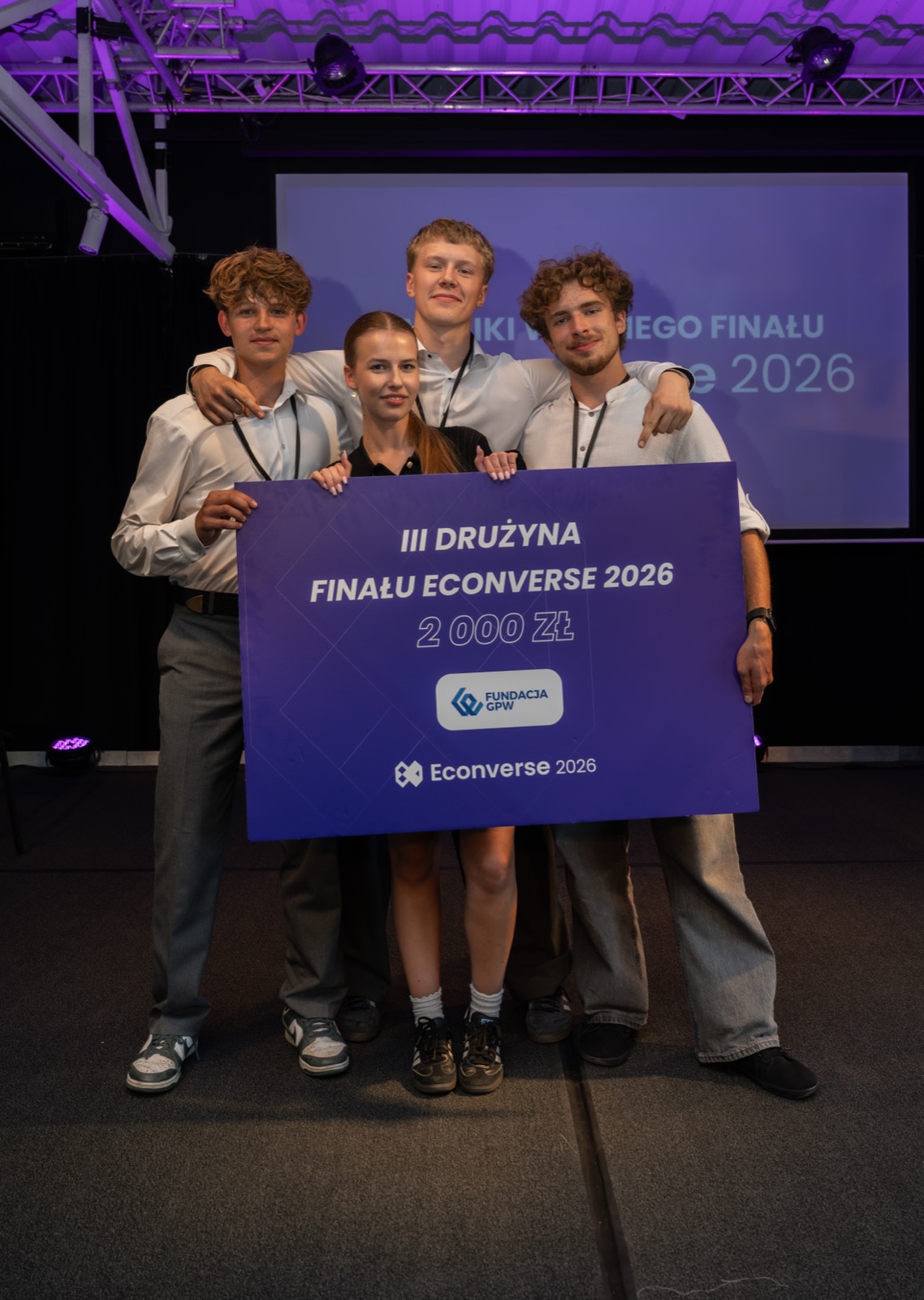 Jakub Siuda on the right with the Finance Flow team at the Econverse 2026 national grand final