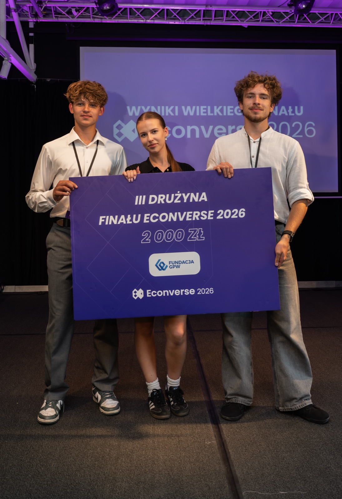 Jakub Siuda and the Finance Flow team with their third-place Econverse 2026 award